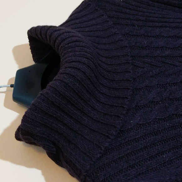 GeorgelPurple Turtleneck Sweater Dress With Cold Shouldered Sleeve Acrylic Blend - Picture 7 of 14